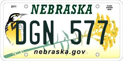 NE license plate DGN577