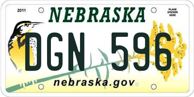 NE license plate DGN596