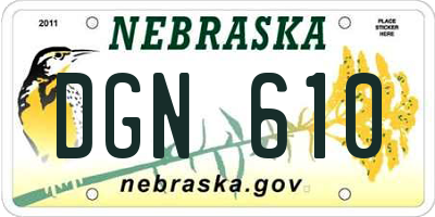 NE license plate DGN610