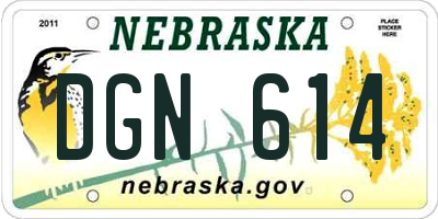 NE license plate DGN614