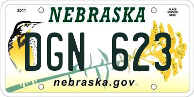 NE license plate DGN623