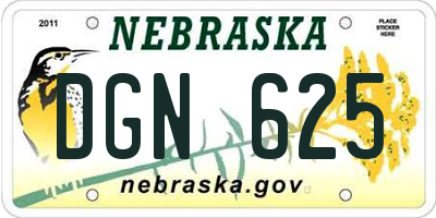 NE license plate DGN625