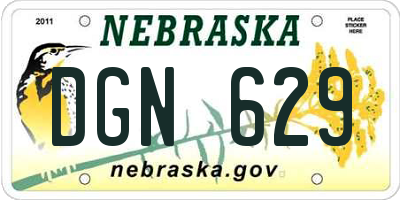 NE license plate DGN629