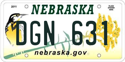 NE license plate DGN631