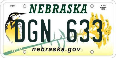 NE license plate DGN633