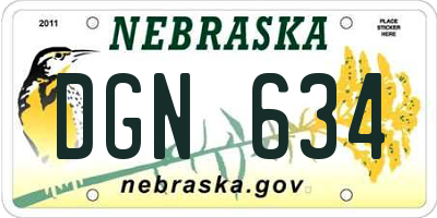 NE license plate DGN634
