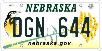 NE license plate DGN644