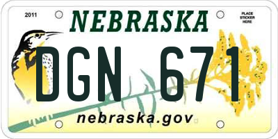 NE license plate DGN671