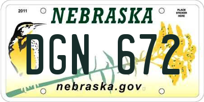 NE license plate DGN672