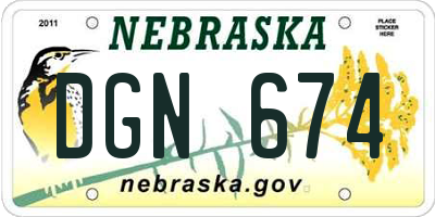 NE license plate DGN674