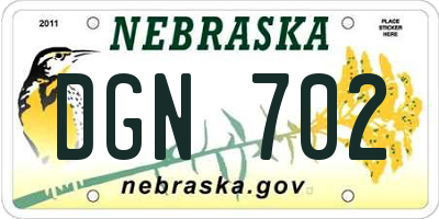 NE license plate DGN702