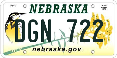 NE license plate DGN722