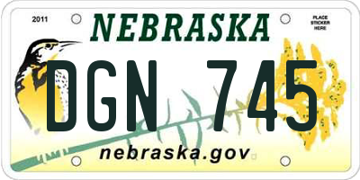 NE license plate DGN745