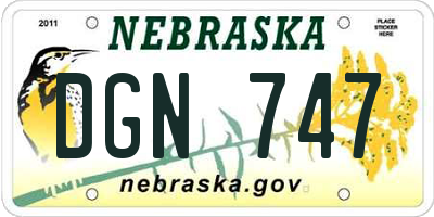 NE license plate DGN747