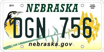 NE license plate DGN756