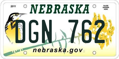 NE license plate DGN762