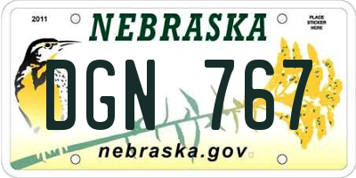 NE license plate DGN767
