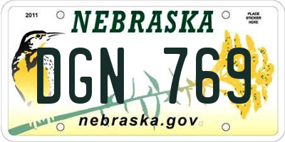 NE license plate DGN769