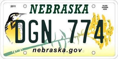 NE license plate DGN774