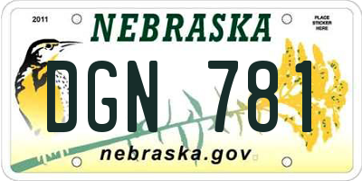 NE license plate DGN781