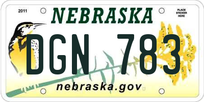 NE license plate DGN783