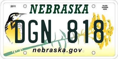 NE license plate DGN818