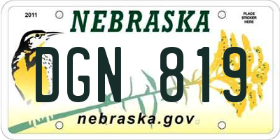 NE license plate DGN819
