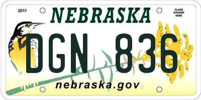 NE license plate DGN836
