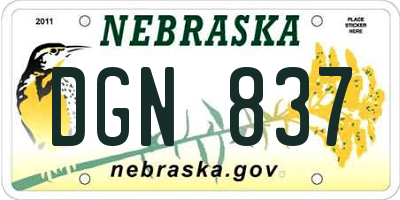 NE license plate DGN837
