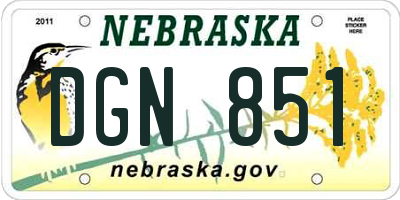 NE license plate DGN851