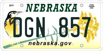 NE license plate DGN857