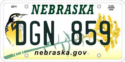 NE license plate DGN859