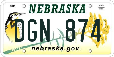NE license plate DGN874