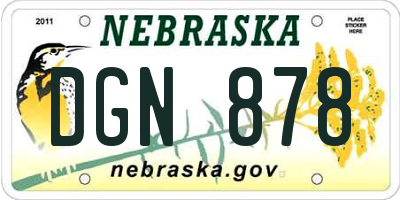NE license plate DGN878