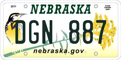 NE license plate DGN887