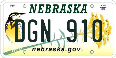 NE license plate DGN910