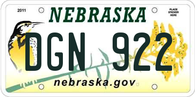 NE license plate DGN922