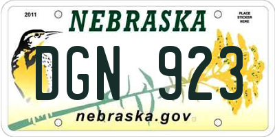 NE license plate DGN923