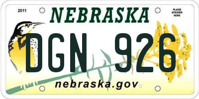 NE license plate DGN926