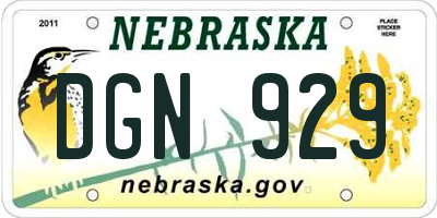 NE license plate DGN929
