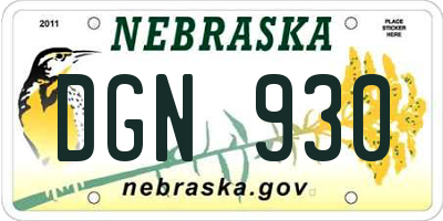 NE license plate DGN930