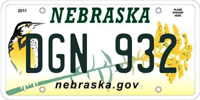 NE license plate DGN932