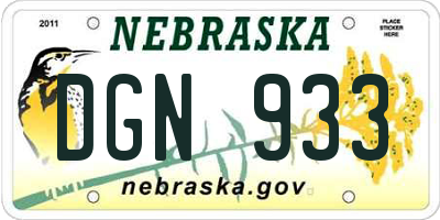 NE license plate DGN933