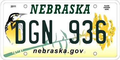 NE license plate DGN936