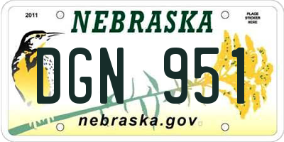 NE license plate DGN951