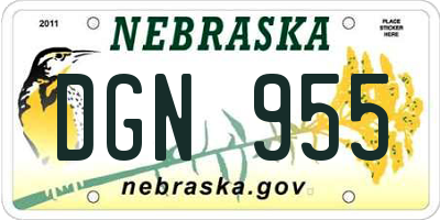 NE license plate DGN955