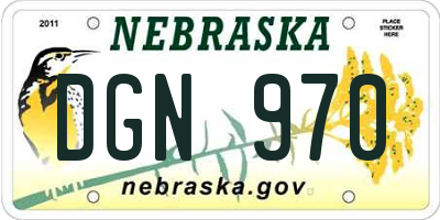 NE license plate DGN970