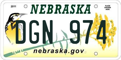 NE license plate DGN974