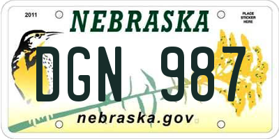 NE license plate DGN987
