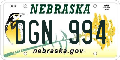 NE license plate DGN994